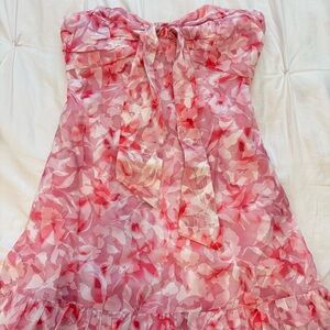 Hello Molly Pink and White Floral Strapless Mini Dress